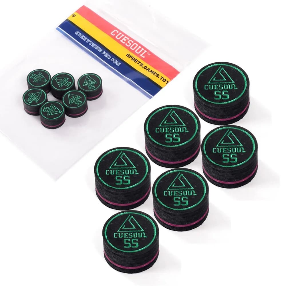 CUESOUL 6 punte per stecche da biliardo super morbide da 14 mm a 8 strati in pelle di maiale