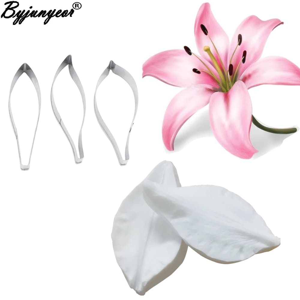 Stampi in silicone per veine di petali di giglio Fiori per fondente Decorazione di torte Cioccolato Gumpaste Sugarcraft Argilla Porcellana fredda CS372