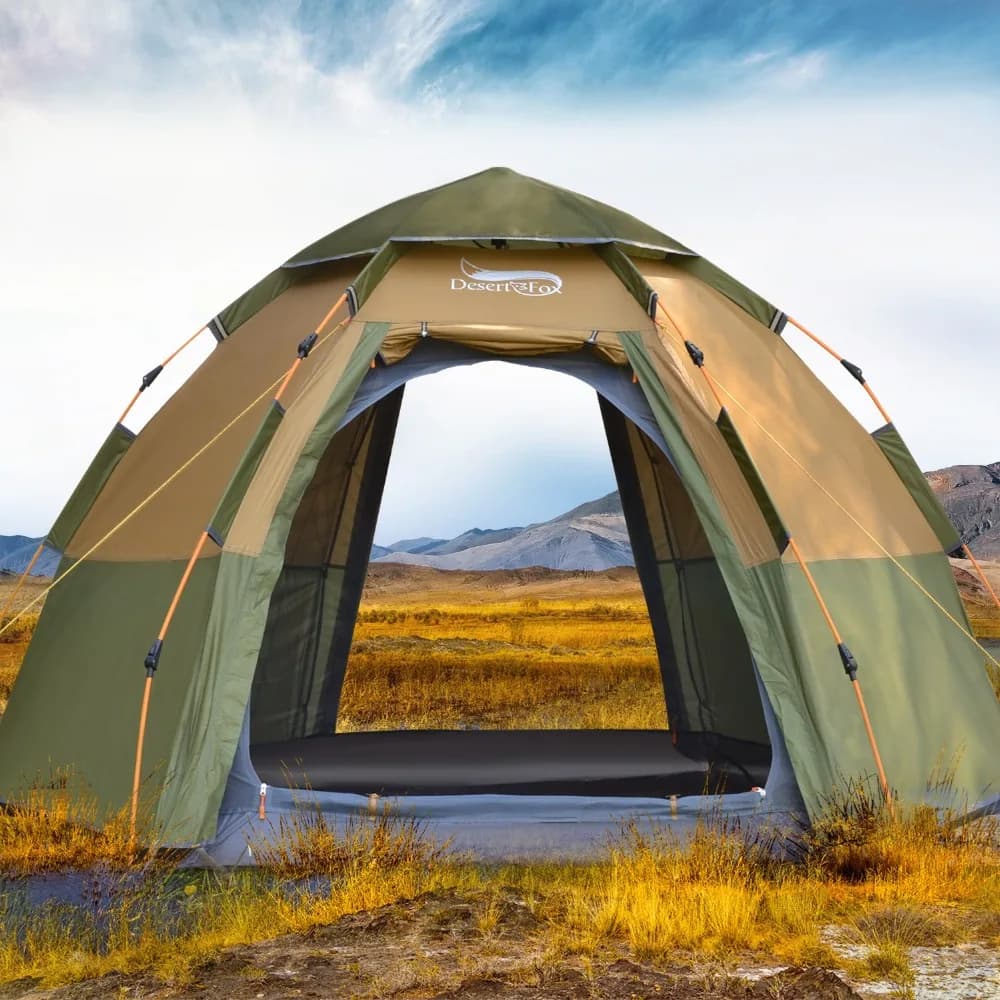 Desert&Fox 3-4 Person Dome Automatic Tent, Easy Instant Setup Protable Camping Pop-Up 4 Seasons Backpacking Family Travel Tent