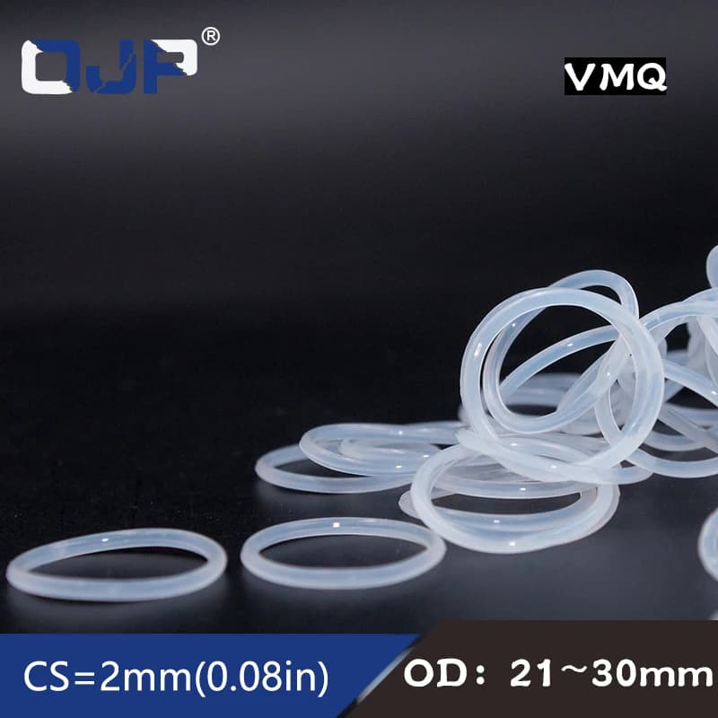5 Pz/Lot White Silicone Silicone/VMQ Ring O ring OD 21/22/23/24/25/26/27/28/29/30*2mm Rubber Thickness O-Ring seal Gaskets Washer