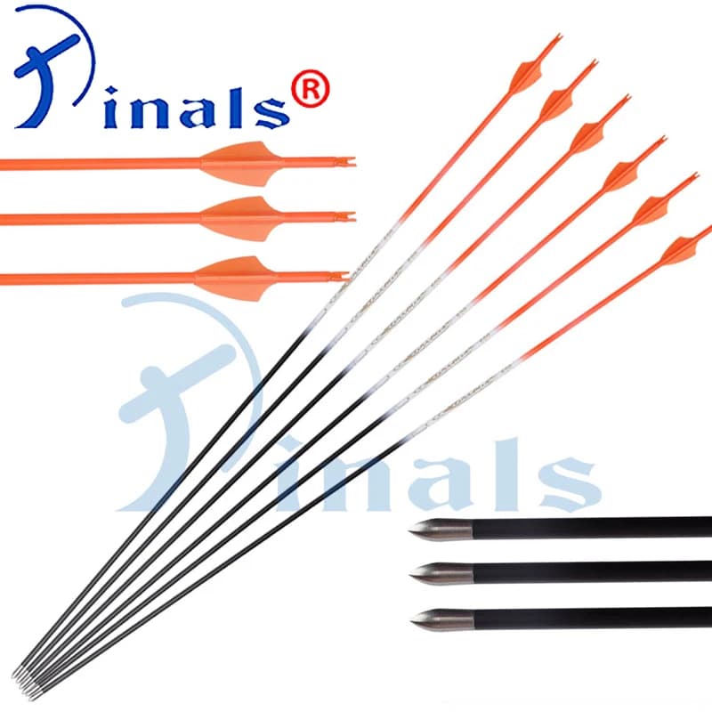 Pinali Tiro con l'arco Frecce in carbonio Spine 500 600 700 800 900 1000 ID4.2mm Alette 80 Punti di grano Arco ricurvo Arco lungo Caccia