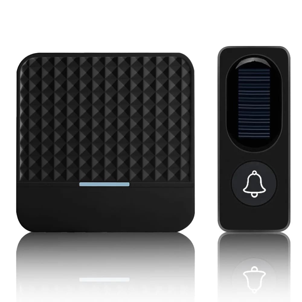 Campanello senza fili impermeabile ad energia solare Spina UE USA UK Campanello per porta intelligente 1 pulsante 1 ricevitore
