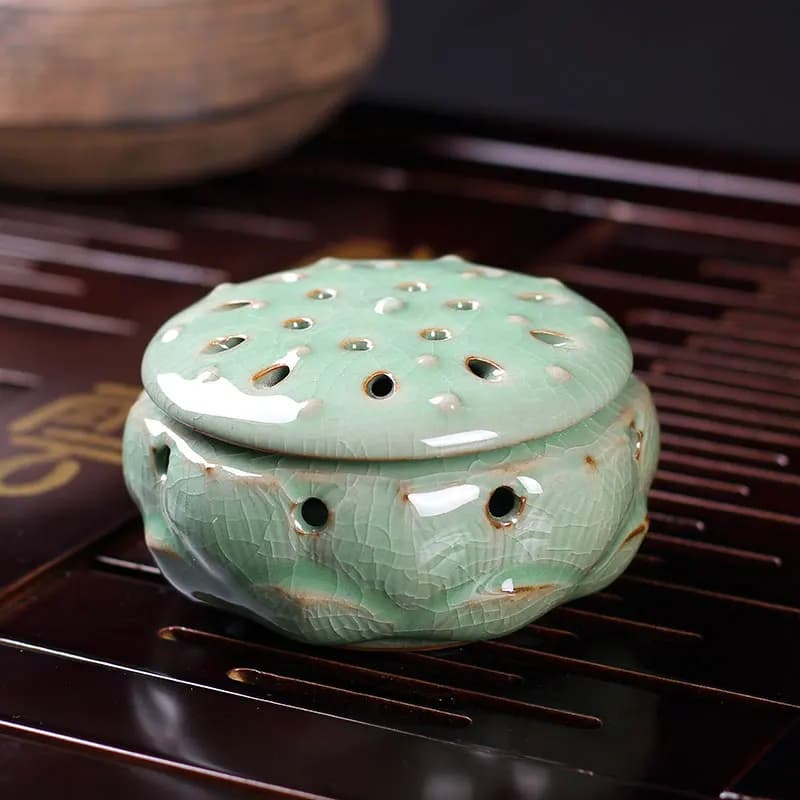 Longquan celadon di ceramica artigianato Buddha bruciatore di incenso bobina di incenso di sandalo di stile di Loto incensiere onsale