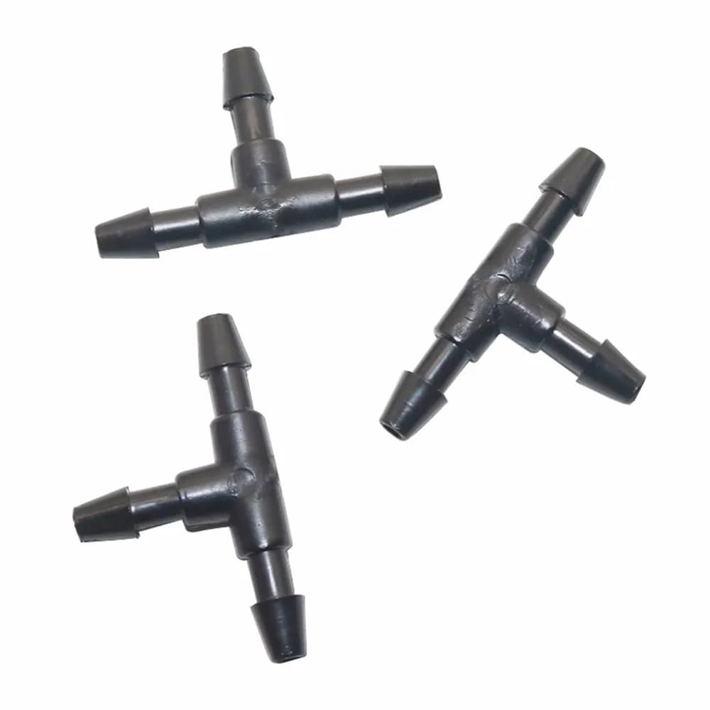 50 pz tubo da giardino 3/5mm spinato uguale connettore a t per diametro interno 3 mm tubo di collegamento in plastica giardino irrigazione Tee Joint
