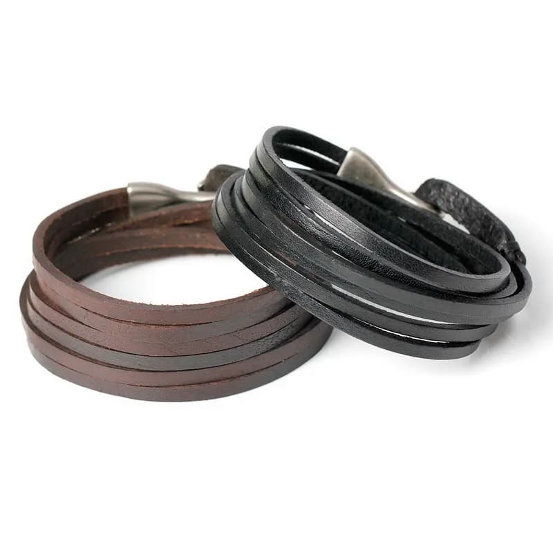XQNI Ganci vintage Bracciale avvolgente multistrato Braccialetti con ciondoli in pelle Braccialetti per uomo Donna Braccialetti Accessori per gioielli di moda