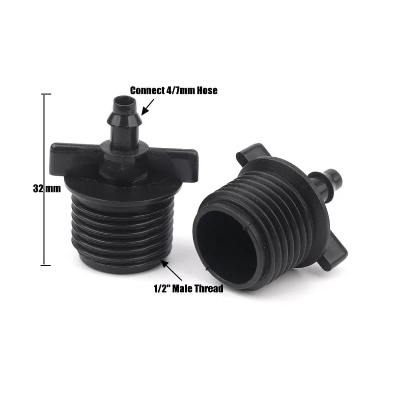 15pcs 1/2" Male Threading 4/7mm Garden Tube Push Connectors Drip irrigation system Threaded Water Pipe Fittings for Pipes