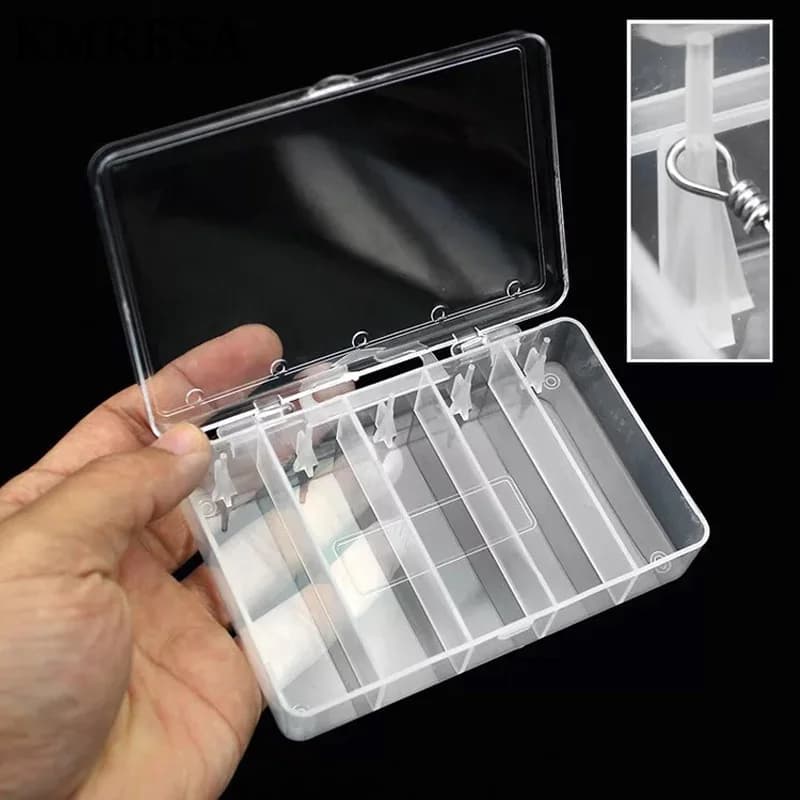 Multifunctional organized 11.5*7*2.2cm with 5 compartments compartments transparent plastic fishing recall box visible fishing equipment box