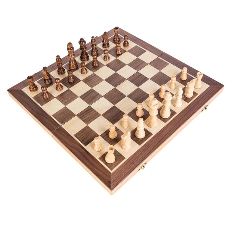 BSTFAMLY set di scacchi in legno, gioco portatile di scacchi internazionali, 30 * 30 / 40 * 40 cm * 2,5 cm gioco di scacchi con scacchiera pieghevole I14