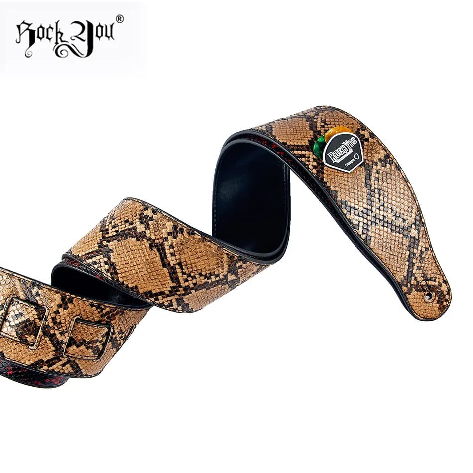 Tracolla per chitarra in morbida pelle di alta qualità con motivo serpente Plettri per chitarra gratuiti Accessori per chitarra con tracolla per basso elettrico acustico