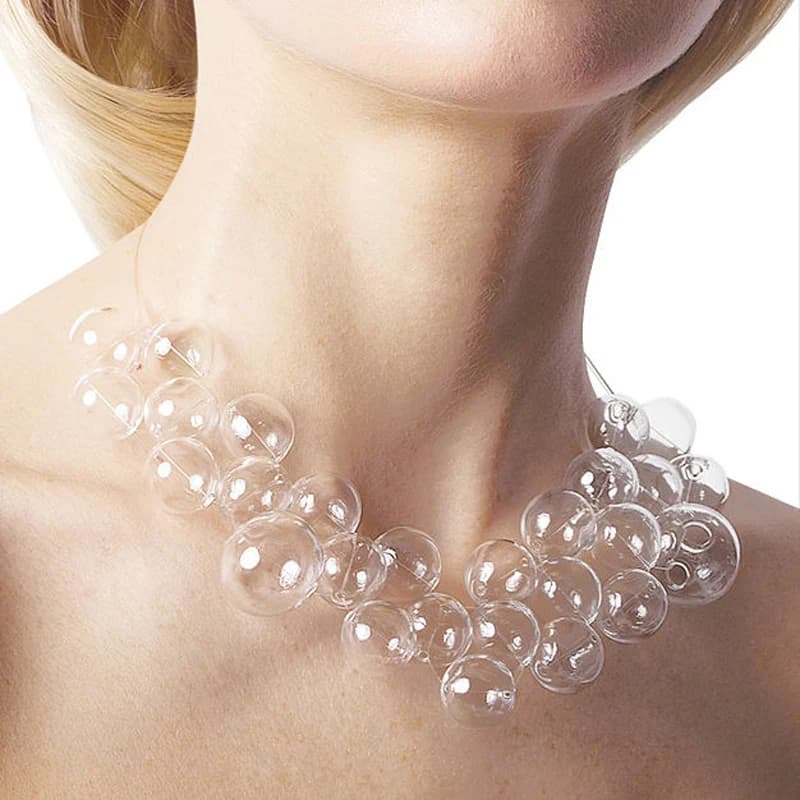 Orecchini a cerchio a bolle di vetro lunghi vuoti trasparenti stile breve unico originale per ragazze da ballo da donna