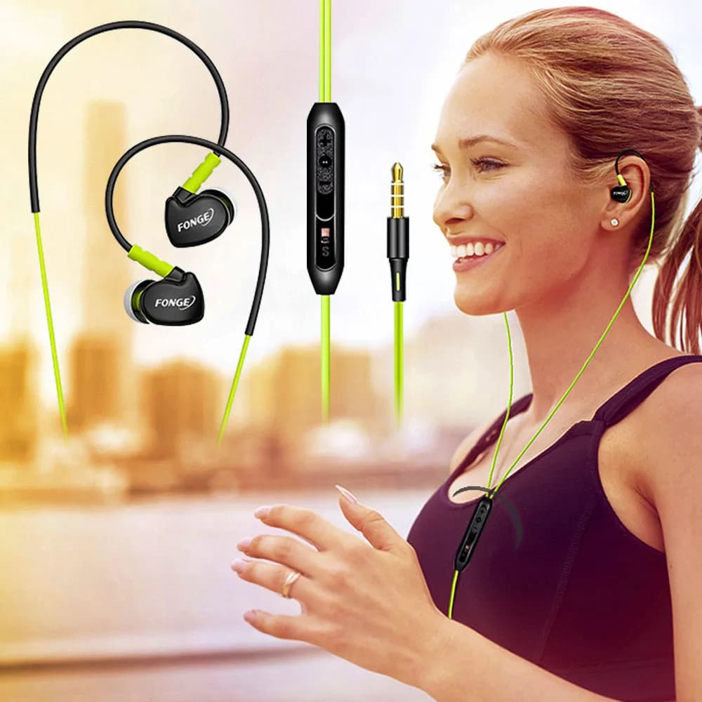 Auricolari sportivi in-ear professionali da 3,5 mm, auricolari stereo super chiari per giocatori con microfono per MP3 Huawei Umidigi