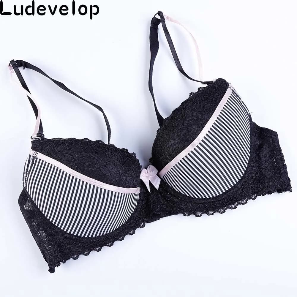 Intimo Nuovo reggiseno push up da donna a righe Coppa BC lingerie di pizzo ricamo sexy biancheria intima femminile giovane soutien gorge