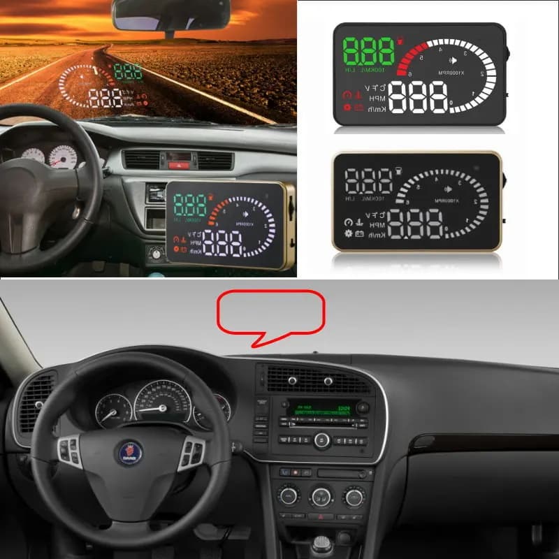 Display Head-Up HUD per Auto SAAB 9-3/9-5 2000-2019, Proiettore Schermo di Guida Sicura AUTO X6 HUD OBD, Connettore OBD II
