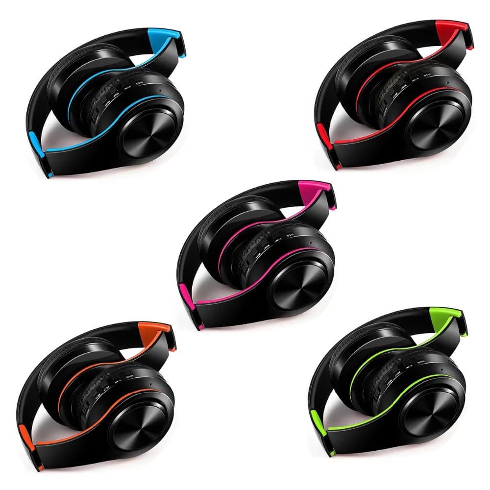 Cuffie Bluetooth senza fili a cinque colori Cuffie stereo con supporto per scheda SD con microfono per tablet Iphone Sumsamg