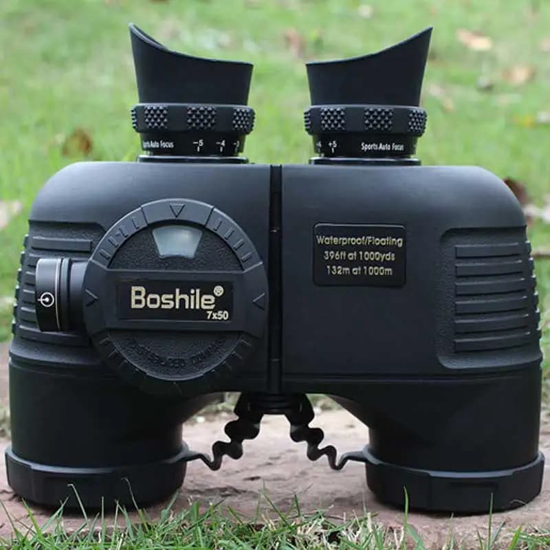 Binocolo Professionale Boshile 7x50 con Bussola, Impermeabile, Galleggiante, HD Bak4, Potente, Riempito di Azoto, per Navigazione, Escursionismo e Caccia