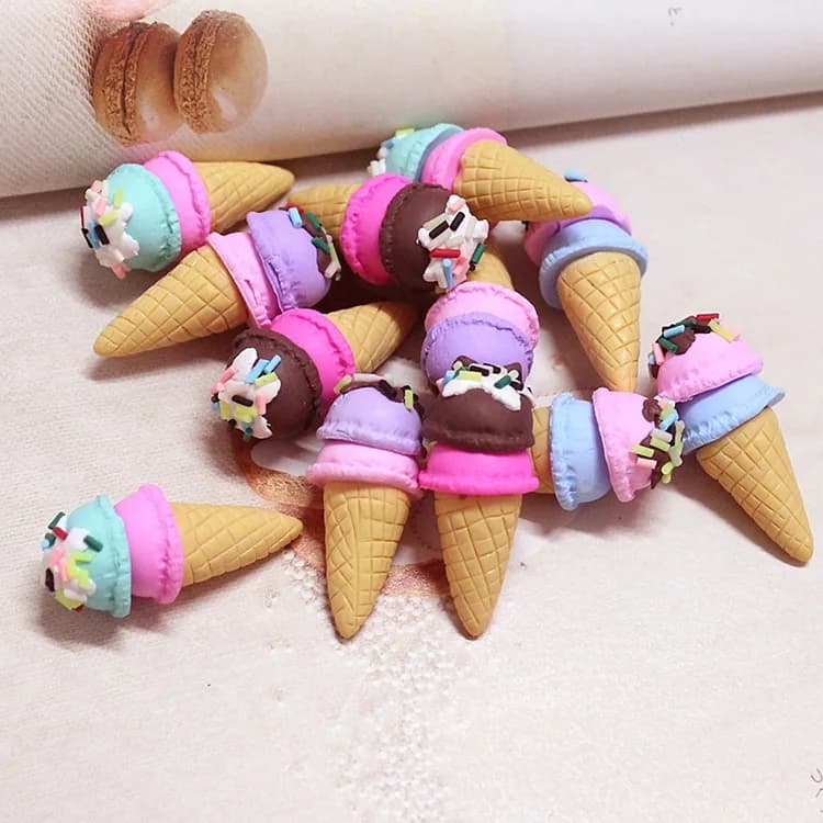 6pcs 31*15mm Polimero Argilla Ice Cream Posteriore Piana Della Resina Alimentare Collana Pendenti e Ciondoli Molto Carino Portachiavi Ciondolo collana Per La Decorazione di DIY