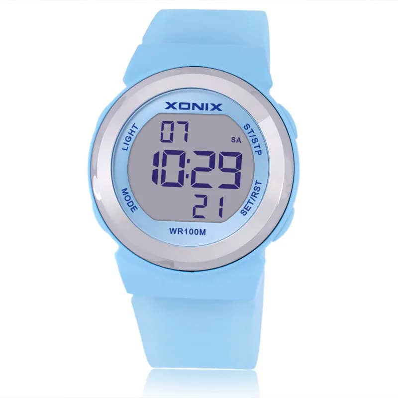 XONIX New Woman New Fashion Student Girls Swimming Diving Waterproof 100m Stopwatch Alarm Countdown LED Wlectronic Watch FI