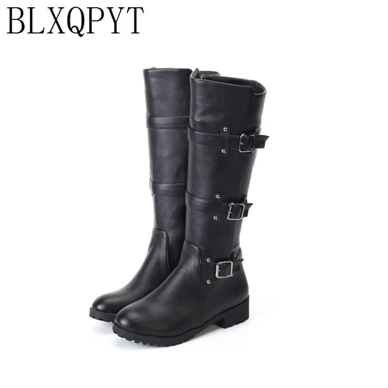 BLXQPYT Knee Boots Woman Autumn Winter Warm Footwear Black White Brown Long boots size 48 49 50 H8-1F
