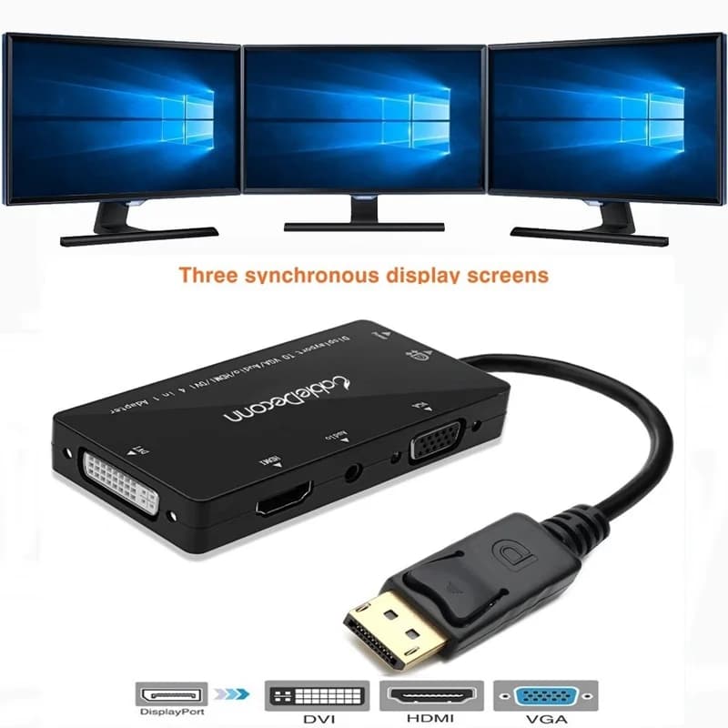 Il cavo adattatore multifunzione da Displayport a HDMI/Dvi/Vga e il convertitore audio supporta 3 monitor allo stesso tempo