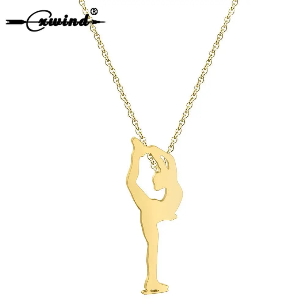 Cxwind Collana con ciondolo donna pattinaggio su ghiaccio per donna Collane a catena a forma di figura femminile semplice Collier 2025 Commercio all'ingrosso di gioielli