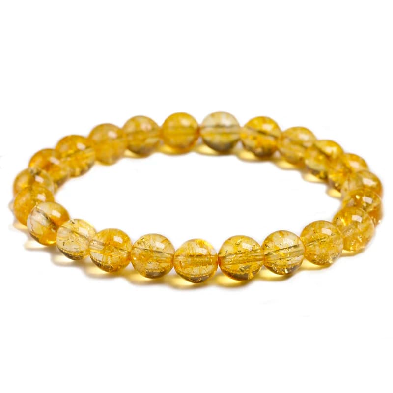 Pietra citrino gialla naturale 6mm 8mm 10mm Bracciale con perline Gioielli fatti a mano al quarzo per donna Uomo Bracciale elasticizzato unisex regalo