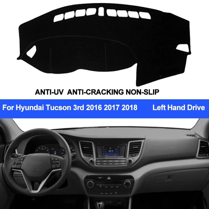 TAIJS Cruscotto Dell'automobile Della Copertura Per Hyundai Tucson 3rd 2016 2017 2018 Auto Dash Zerbino Cruscotto Pad Tappeto Anti-Uv Anti-antiscivolo Anti-Sole