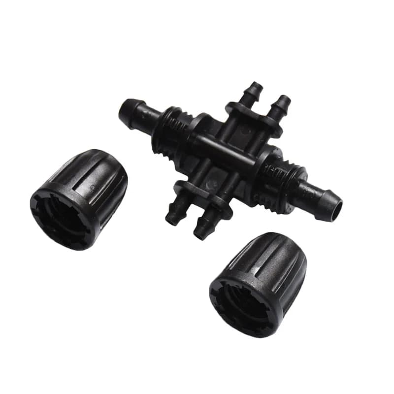 10pcs 8/11 to 1/4 Hose 4 Way Water Splitter Garden Hose Reducing Splitter Watering 3/8" x 4/7mm Irrigation Hose Connector