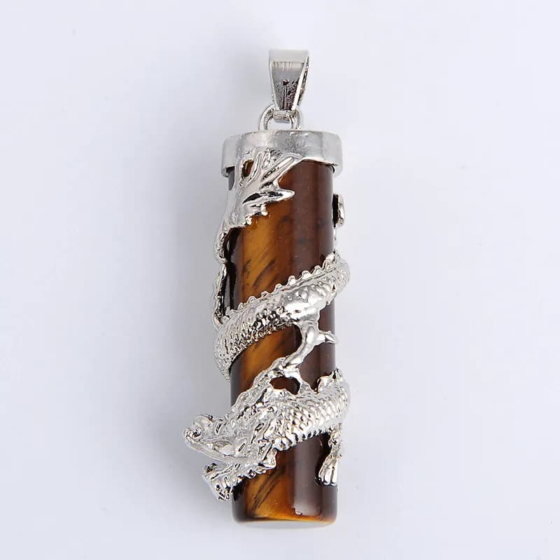 New Dragon Wrap Drop Natural Stone Tiger Eye pendenti gioielli maschili femminili blu quarzo bianco gemma pendolo amuleto gioielli