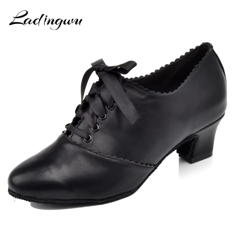 Ladingwu Nero Scarpe Da Ballo Latino Donna Microfibra Pelle Sintetica Donna Punta Chiusa Sala Da Ballo Scarpe Da Ballo Insegnanti Tacco 5/6/7 cm