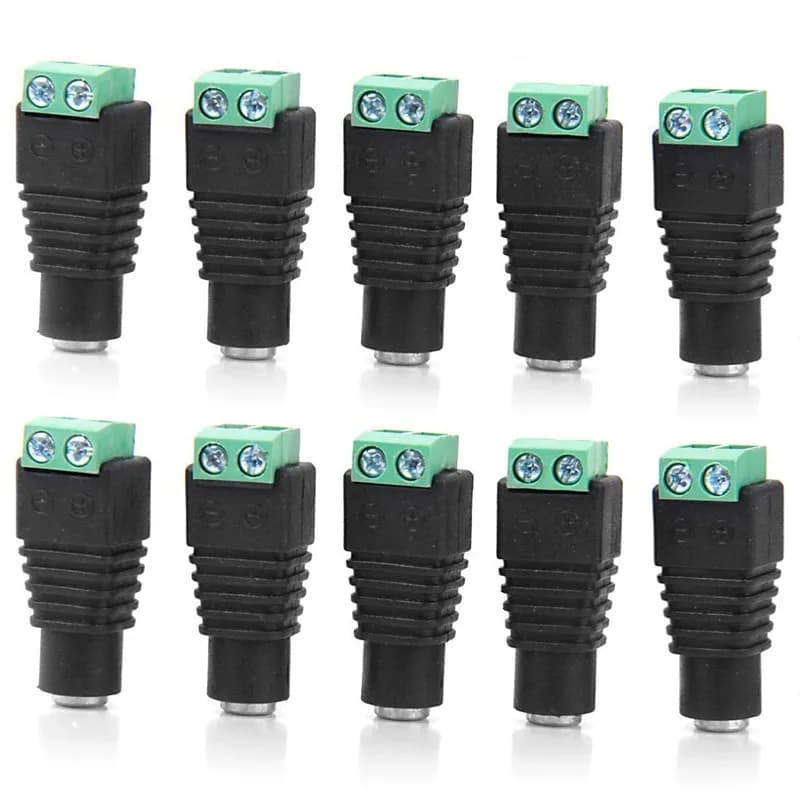 10 pcs Plug DC CCTV Camera 5.5mm x 2.1mm Power Cable DC Plug Female Connector Adapter Jack 5.5*2.1mm To Connect LED Strip