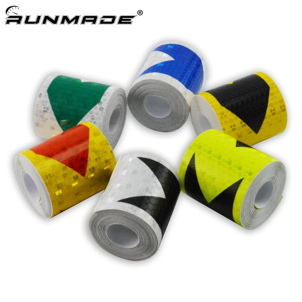 runmade 3M*5CM Arrow Reflective Safety Caution Warning Reflective Adhesive Tape Sticker For Truck Motorcycle Bicycle Car Styling
