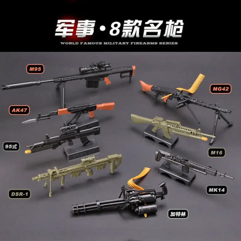 1/6 Bilancia Gatling M134 Barrett AK47 MG42 Giocattolo di Montaggio Pistola Modello Puzzle Mattoni da Costruzione Pistola Arma Per Action Figure