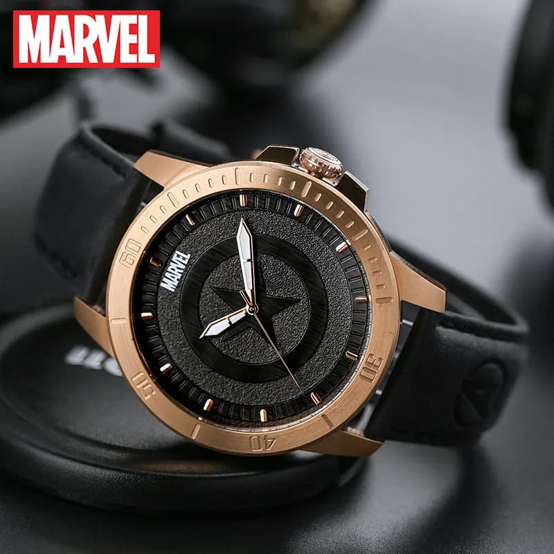 Marvel Top Brand Avengers Capitan America Shell per orologi al quarzo da uomo cinturino in pelle maschile di lusso M-9025 nuovo Relogio Masculino