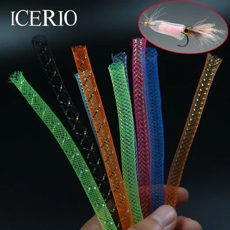 ICERIO 2 M/pacco 8mm Multicolor Olografico Tinsel Mylar Maglia Tubo Treccia Tubo Fly Tying Minnow Corpo Flash Materiale