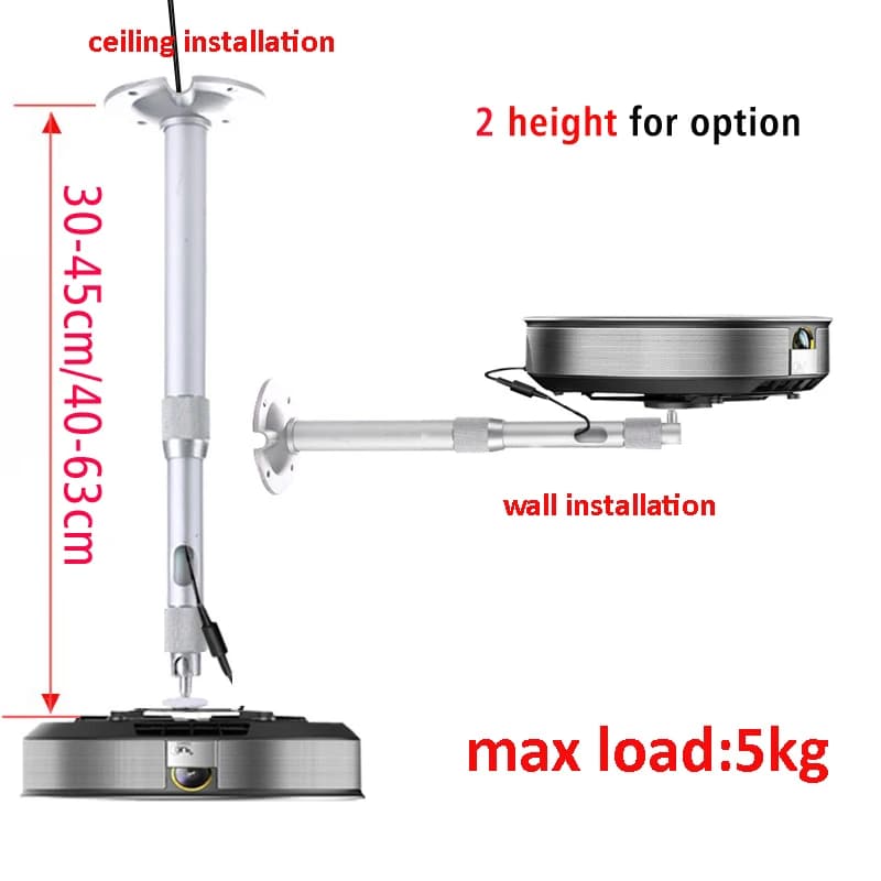 20cm 30cm 45cm 40cm 64cm alluminio Z1 Z4X Z5 H1S J6S C6 V8 mini proiettore montaggio a parete staffa a soffitto 360 ruota 2 tubi allungabile