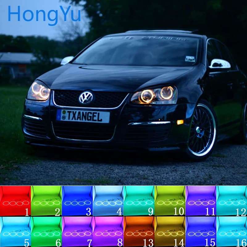 Multi-color RGB LED Angel Eyes Ring Eye DRL RF Remote for Volkswagen VW golf 5 Rabbit Jetta R32 V mk5 2004-2009 Accessories