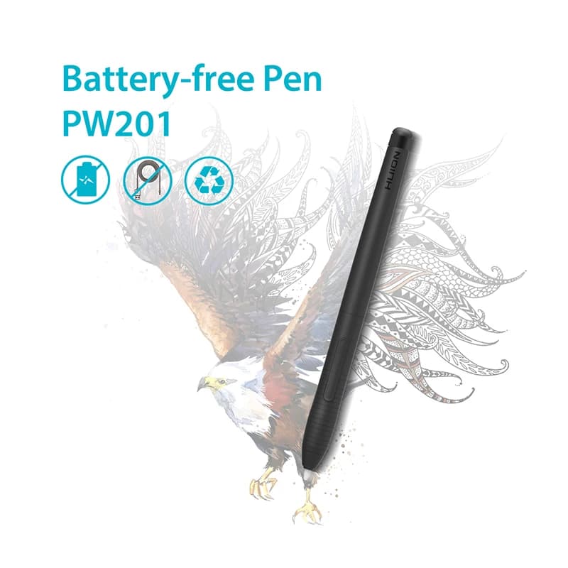 HUION PW201 penna senza batteria 4096 livelli con due tasti personalizzati laterali applicabili per tavoletta grafica digitale H430P