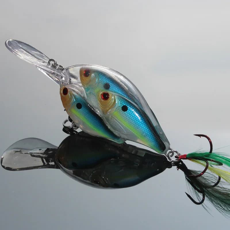 Esca da Pesca Long Tongue 3 Fish Lure Crankbait, Wobbler Tridimensionale con Ganci di Ancoraggio, 62mm 19g