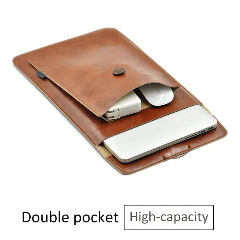 Custodia per laptop ad alta capacità a doppio strato, custodia per laptop in pelle microfibra per MacBook Pro Air 12/13,3/14/15,4/16