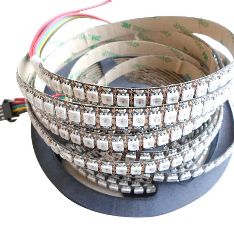 Striscia LED flessibile digitale 5mX SK9822 5050SMD RGB Ingresso DC5V 30/60/144LED/m PCB NERO