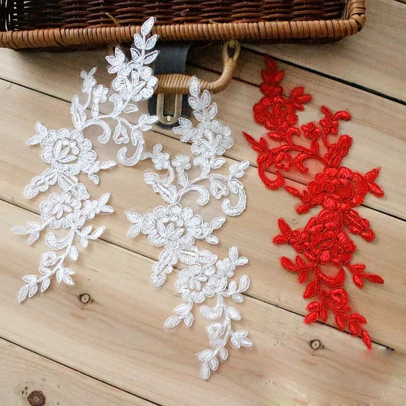 1 Lotto/40 Pezzi di Applicazioni in Pizzo Ricamato con Cordoncino per Abiti da Sposa, Accessori in Pizzo Ricamato Fai-da-Te per Veli e Cucito Artigianale