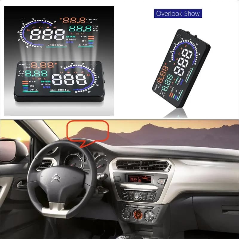 Display HUD per Citroen Elysee 2010-2022, Proiettore Virtuale Digitale sul Parabrezza, Schermo Riflettente per Guida Sicura