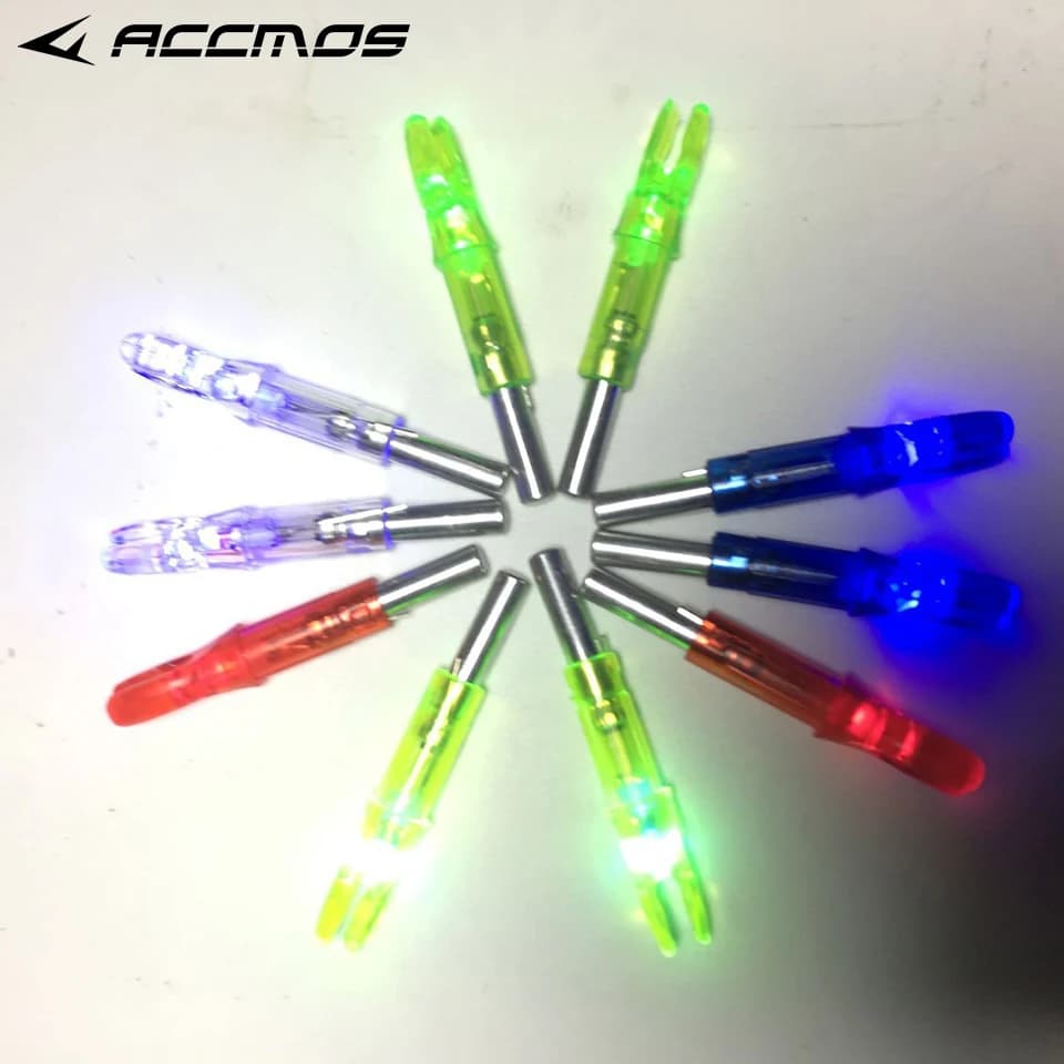 6 pezzi di nock illuminato con freccia illuminata a LED per accessori per tiro con l'arco con arco composto da caccia