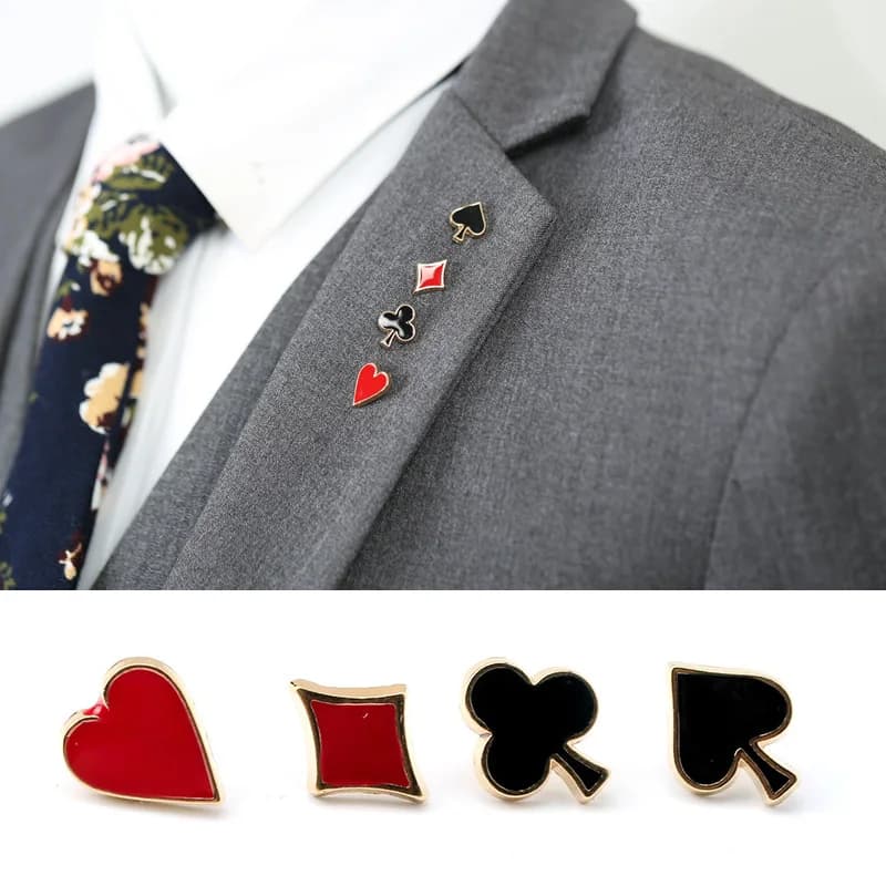 Simpatiche spille da poker per uomo donna Borse Cappello Distintivi Spilla Spilla Ago Accessori per feste Gioielli