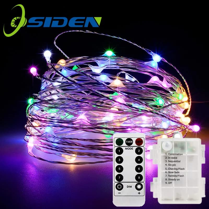 Natale 33 piedi 100 luci a corda a LED con batteria timer remoto azionato con filo di rame impermeabile scintillante luce 20 m