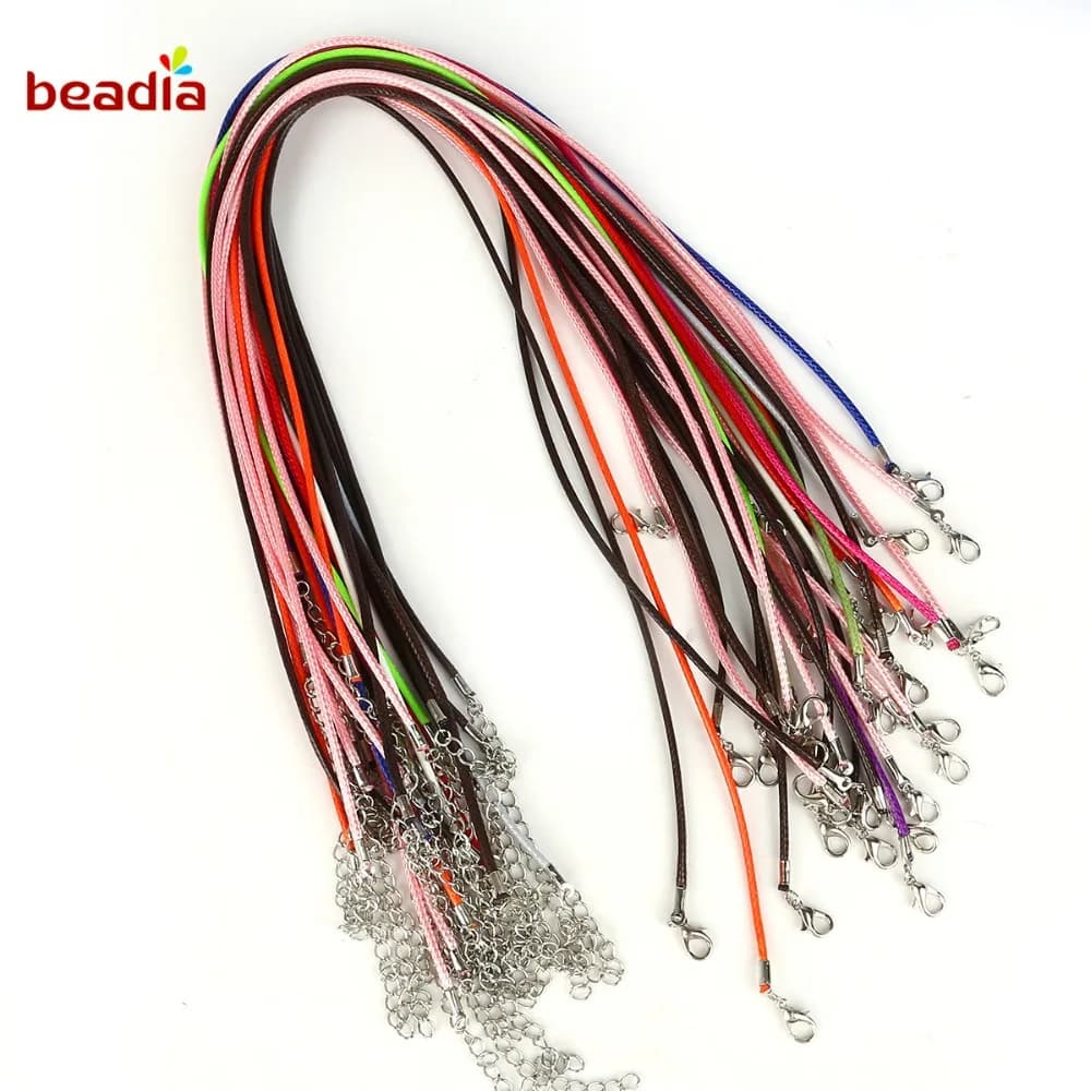 5 Pcs 1.5-2 millimetri Cerato Fili Dd Lacci Catene del Braccialetto Della Collana Del Pendente Pendenti E Ciondoli Con Il Catenaccio Risultati Dei Monili di DIY Abbigliamento accessori