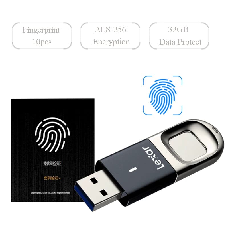 Hub USB 32GB Impronte digitali Chiavetta USB USB 3.0 Disco Pen Drive Blocco Flash Memory Stick di archiviazione per Win Mac Laptop PC