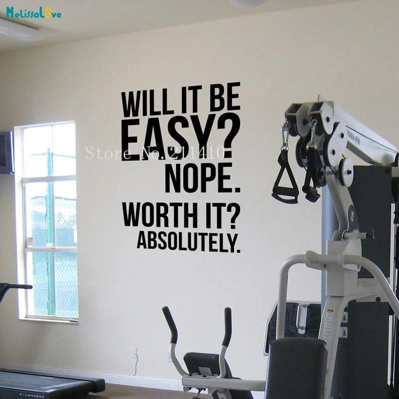 Fitness Quote Wall sticker Kettlebell Crossfit Boxe Decalcomanie Home Decoration For Self-adhesive Living Room Art Murales YT652