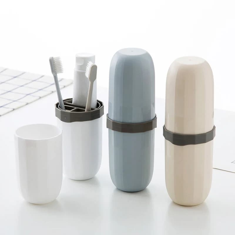 Travel Toothbrush Antibacterial Wash Cup Portable Travel Storage Box Handy Bathroom Toothpaste Holder Organizer Camping 4 Divide