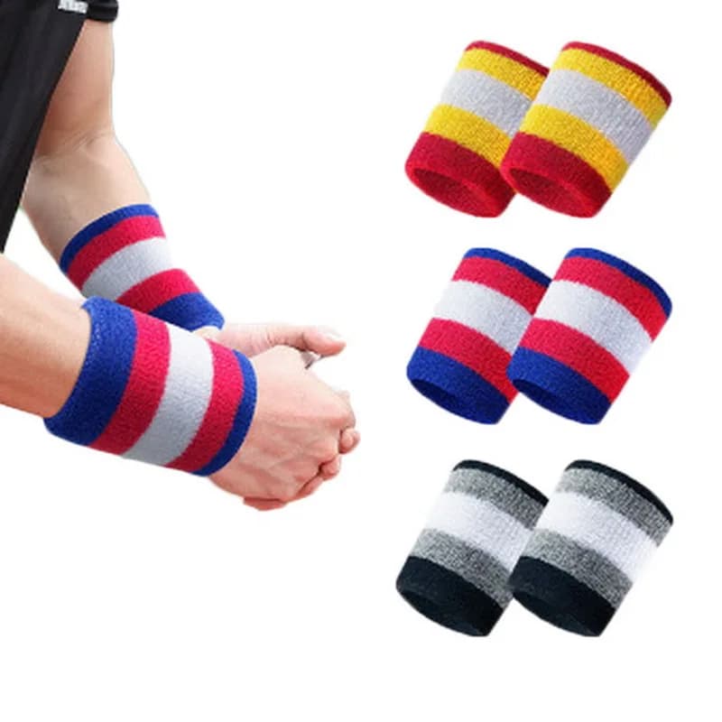 2 Pcs 8*8 cm A Righe Polso Sudore di Sport Della Fascia Wristband degli uomini Fasce Basket Tennis Da Polso Guardie Brace supporto Protector Palestra